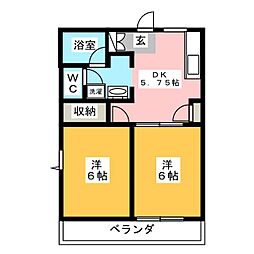 ソレイユ泉 2DKの間取図画像