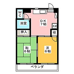 フジハイツ・1 2DKの間取図画像
