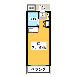 パールハイツ鶴ヶ島 ワンルームの間取図画像