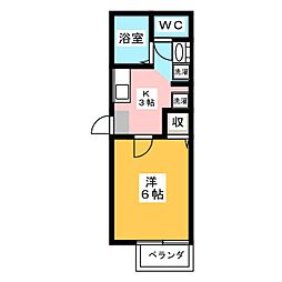 グラーティア 1Kの間取図画像