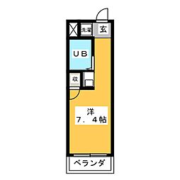 福田マンション ワンルームの間取図画像