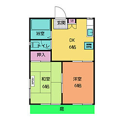 久保ハイツ 2DKの間取図画像
