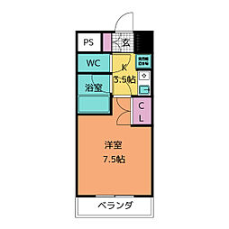 ガーデンセルリア 1Kの間取図画像