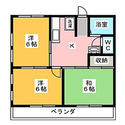 コーポブランカ 2DKの間取図画像
