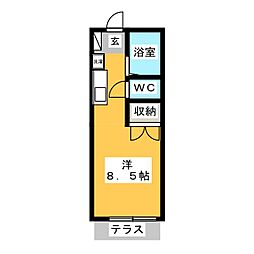 パールハイツサトー ワンルームの間取図画像