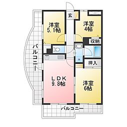 ライオンズマンション川越南古谷第2 3LDKの間取図画像