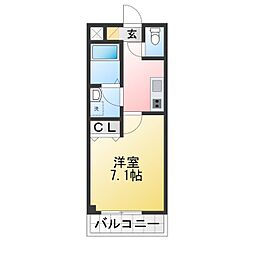 川越市岸町1丁目アパート 1Kの間取図画像
