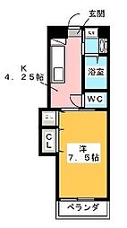 DomusFleur 1Kの間取図画像