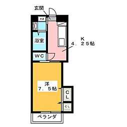 DomusFleur 1Kの間取図画像