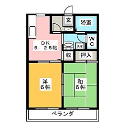 フレンズハイツA 2DKの間取図画像