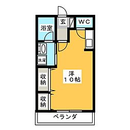 グランメール2番館 ワンルームの間取図画像