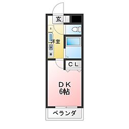 ピッコロモンド 1Kの間取図画像