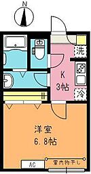 ツルテラス 1Kの間取図画像