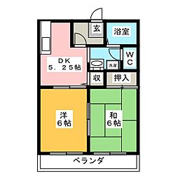 フレンズハイツA 2DKの間取図画像