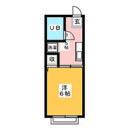 シティハイム中村 1Kの間取図画像