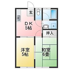 パルク吹塚 2DKの間取図画像