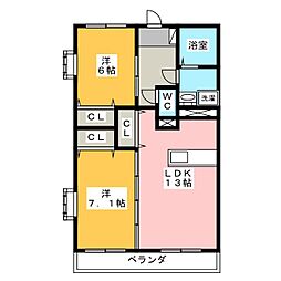 リリーヴィレッジCREST 2LDKの間取図画像
