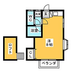 ハイツアサミ ワンルームの間取図画像