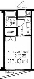 テラスフローラル 1Kの間取図画像