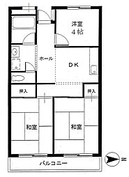 高津レジデンス 3DKの間取図画像