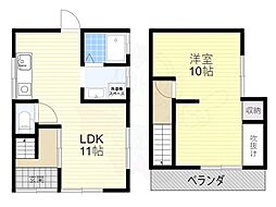 京阪本線 大和田駅 徒歩19分の賃貸一戸建て 2階1LDKの間取り