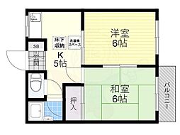 ドゥウエル南 2Kの間取図画像