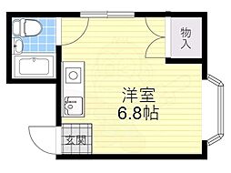 古川橋ハイツ ワンルームの間取図画像
