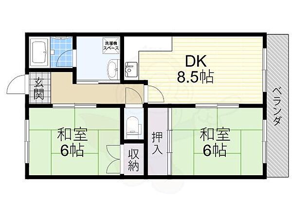 グランドヒル水橋 ｜大阪府門真市泉町(賃貸マンション2DK・1階・45.00㎡)の写真 その2