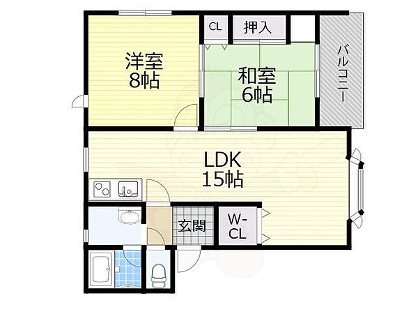 メゾンシャリオB棟 ｜大阪府寝屋川市秦町(賃貸アパート2LDK・1階・60.40㎡)の写真 その2