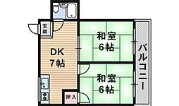 グリーンマンション吉川 2DKの間取図画像