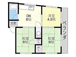 アドバンス香里 3DKの間取図画像