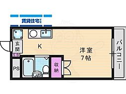 前川ハイツ 1Kの間取図画像
