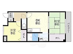 グリーンピア東寝屋川 2DKの間取図画像