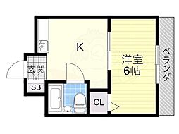 ロータリーマンション北之町 1Kの間取図画像