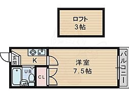 レオパレスさんわ大和田 1Kの間取図画像