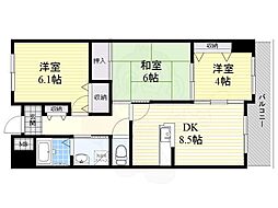 香里プラザ6 3LDKの間取図画像