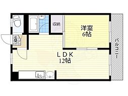 北島ハイツ 1LDKの間取図画像
