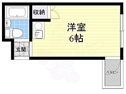 サンライズ萱島信和 ワンルームの間取図画像