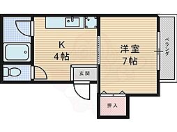 香里エイコーマンション 1Kの間取図画像