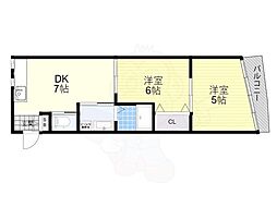 栄楽ビル 2DKの間取図画像