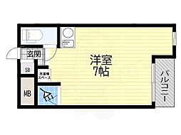 フリーディオ城垣 ワンルームの間取図画像