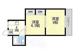ブルースカイハイツ田井 2Kの間取図画像