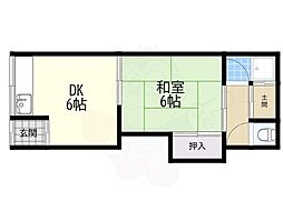 黒原住宅 1DKの間取図画像