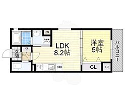 門真市城垣町アパート 1LDKの間取図画像