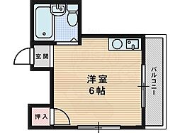 レスターテ2 ワンルームの間取図画像