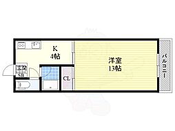 発春八坂ハイツ 1DKの間取図画像