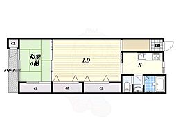 大和田ハイムA棟 1Kの間取図画像