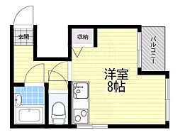 ロータリーマンション古川橋 ワンルームの間取図画像