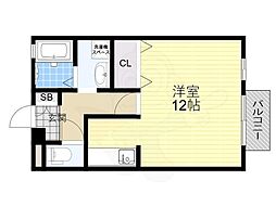 ハイツコヘイC棟 ワンルームの間取図画像