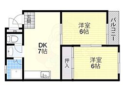 成田グリーンハイツ 2DKの間取図画像